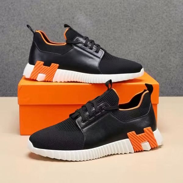 

men depart sneakers shoes mesh breathable man knit skateboard rubber runner sole tech fabrics trainer 06, Black