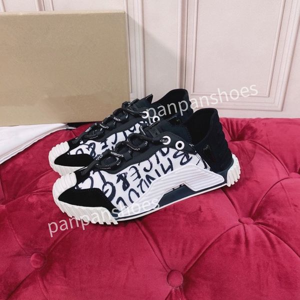 

new fashion brand casual shoes men designer leather lace-up sneakers fashion lady flat running letters shoes platform sneaker, Black