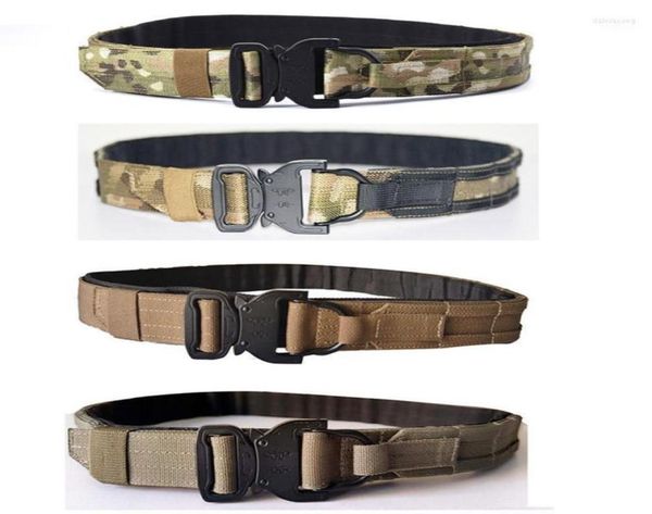 

38cm width tactical cs outdoor army fighter belt hunting shooter combat inner outer multicam molle1093268, Black;gray