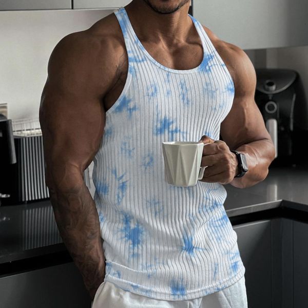

men' tank 2023 camouflage knit fitness vest men slim vertical stripes fashion sportswear breathable bodybuilding sleeveless 230509, White;black