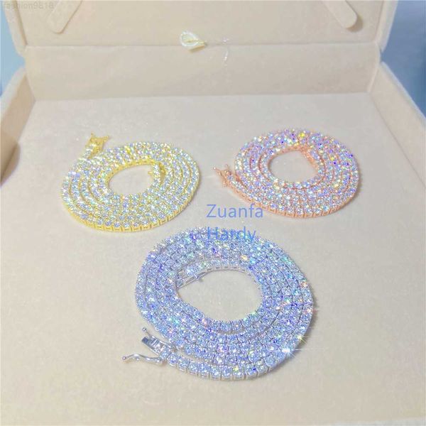 

custom hip hop jewelry 3mm vs lab grown diamond tennis chain necklace real 10k gold tennis chain necklace, Silver