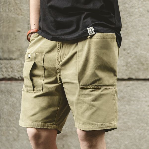 

men's shorts maden vintage big pocket cargo shorts men's amekaji casual p37 military short pants summer plain 100% cotton tactical, White;black