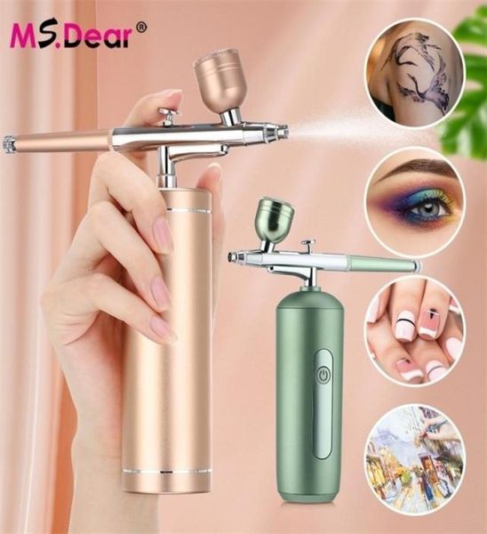 

face care devices airbrush nails with compressor kit air sprayer water oxygen gun for nail art tattoo crafts cake makeup nano mist2109737