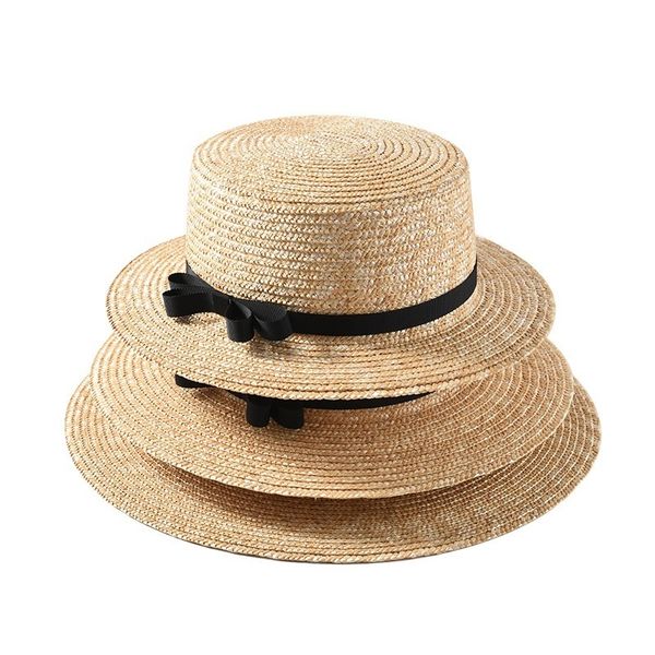 

wide brim hats bucket flat straw hat spring summer ladies 5cm 7cm 9cm wide brim boater vacation sunshade beach fedora straw with black bowkn, Blue;gray