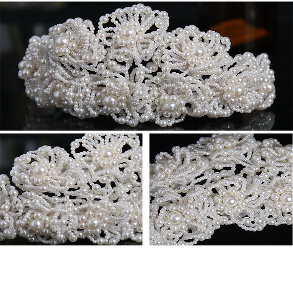 

new handwoven pearl crown wedding live headwear banquet dress and makeup travel p princess crown jewelryfd-0090, Silver