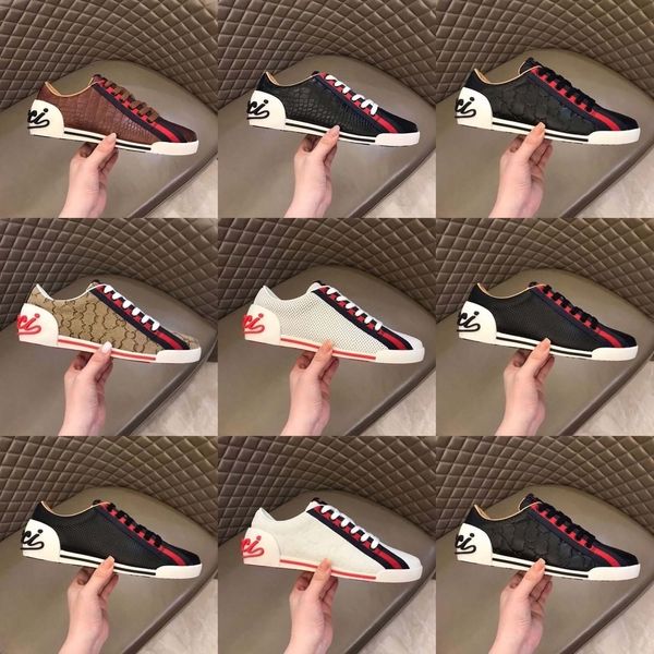 

luxurys designers men canvas shoes retro low printed qualitty mesh slip-on casual leather shoe ladies fashion mixed breathable sneakers size, Black