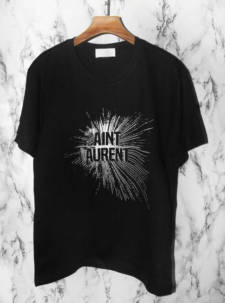

new laurent women t-shirt 100% cotton casual ys signature o-neck brand female sl p letter print solid loose lovers tees, White;black