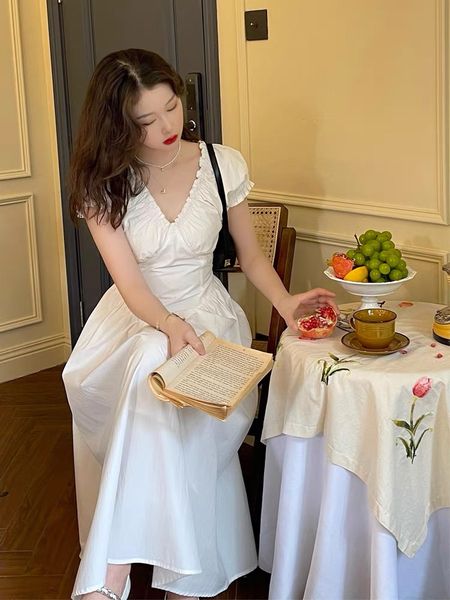 

new temperament, new celebrity, senior goddess style, slim waist, white solid color women's dress, Black;gray