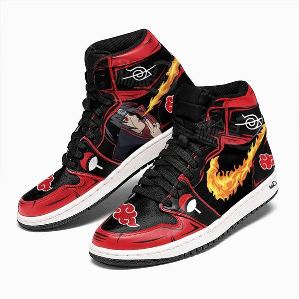 

fashion dress shoes men women akatsuki itachi fire jutsu sneakers originals onyx resin bottom high graffiti leather designer custom anime ba, Black
