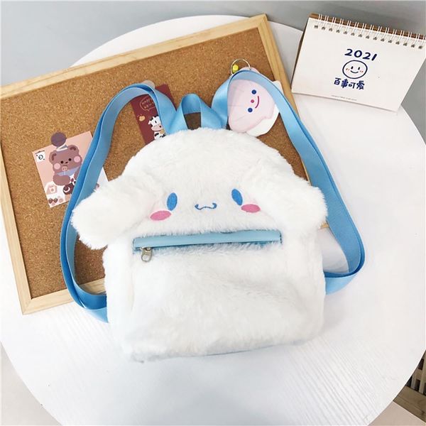 

backpacks cartoon sanrioed cinnamoroll plush backpack cute white dog plush shoulder bags soft stuffed school bag kids girl birthday gifts 23