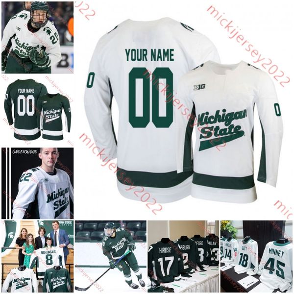 

michigan state hockey jersey erik middendorf tanner kelly gavin karsen dorwart pierce charleson jon mor dylan st. cyr custom stitched michig, Black