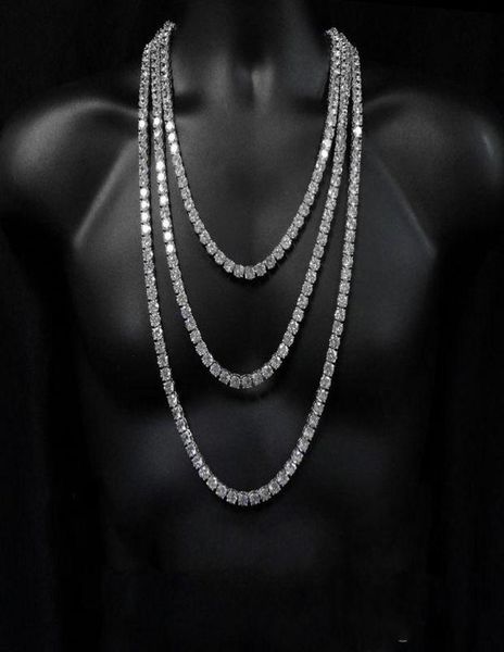 

hip hop new vintage fashion jewelry 18k whiterose gold fill full round cut single row white z cz diamond party women men neck5211897, Silver