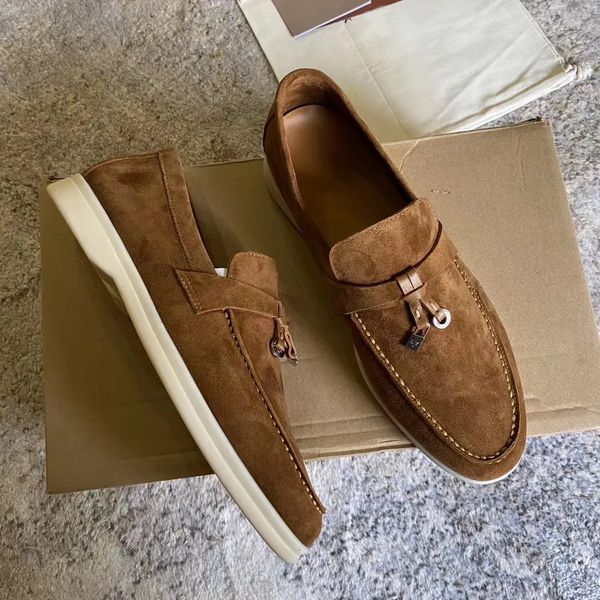 

2022 new soft bottoms customers often bought with real leather luxury mens walk shoes simple loro sneakers slip-on flats wedding dress shoe, Black