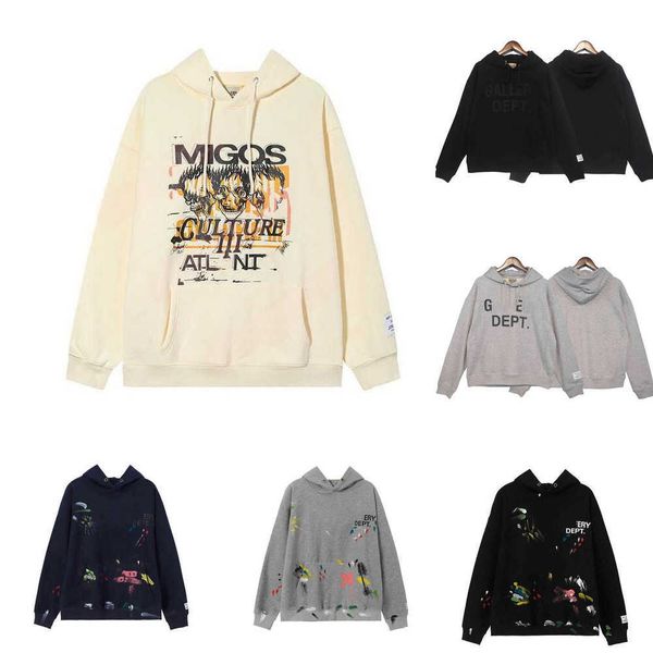 

designer sweatshirts hoodie men's galleryes hoodies depts gary painted graffiti used letters printed loose casual fashion men and women, Black