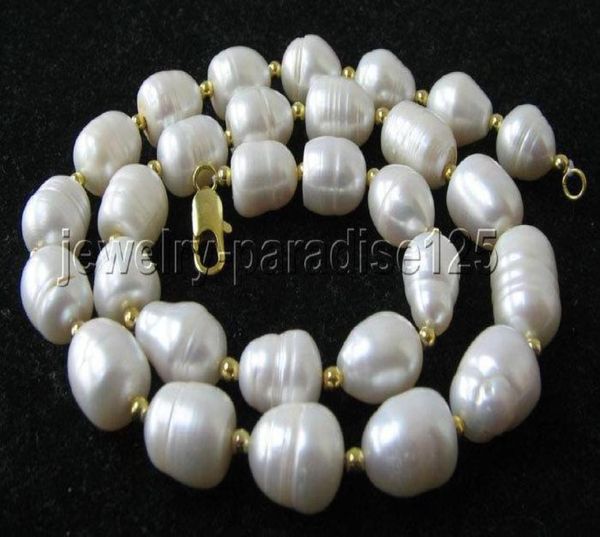 

180391012mm natural white baroque pearl necklace 14k01232019232, Silver
