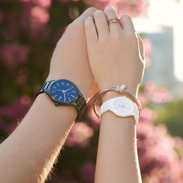 

wristwatches oupai luxury brand ladies' watches for men female male couple watch day week clock luminous hands waterproof ceramic watch, Slivery;brown