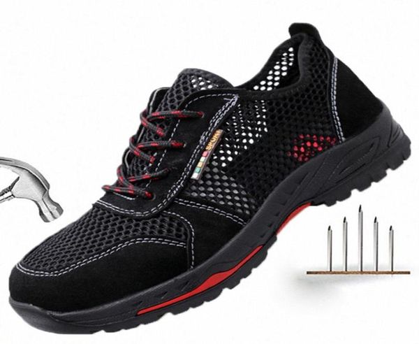 

summer men safety shoes mens breathable lightweight anti smashing piercing work sandals mesh steel toe sneakers man work shoes buy5832884, Black