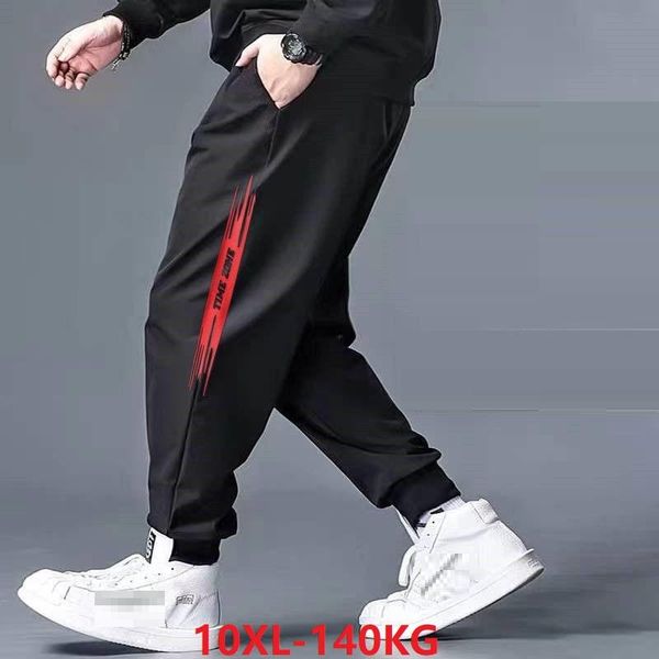 

pants winter autumn men sport wear pants fleece warm sweatpants high street cartoon pants plus size 9xl 10xl elasticity skate pants 54, Black