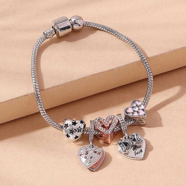 

all matching graceful peach heart bracelet diy love panjia, Golden;silver