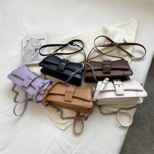 

shoulder bags brand women chain side solid leather female handbag and wallet vintage woman flap crossbody sling bag 2023 new 230426