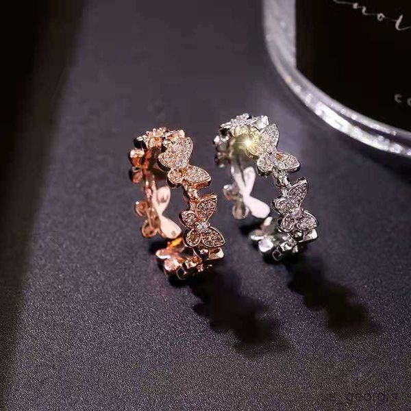 

band rings new fashion butterfly rings shiny cubic leaves geometric adjustable finger ring girls minimalist dainty gifts, Silver