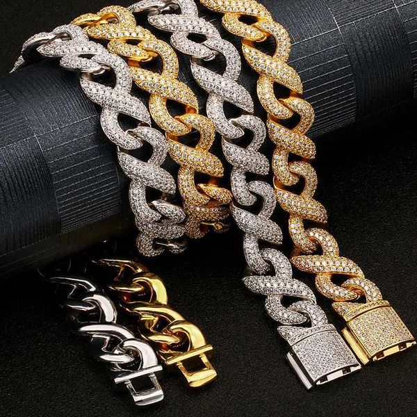 

new s925 16mm prong cuban link chain choker iced out necklace for men fashion jewelry, Silver