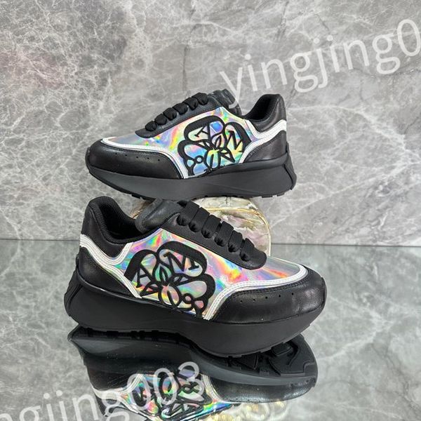 

2023 new luxury designer woman's shoe leather lace up mens fashion platform sneakers white black mens womens casual shoes chaussures