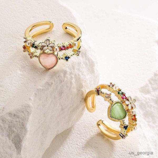 

band rings exquisite women rings gold color flower finger band with stone bling lady girls elegant jewelry gift, Silver
