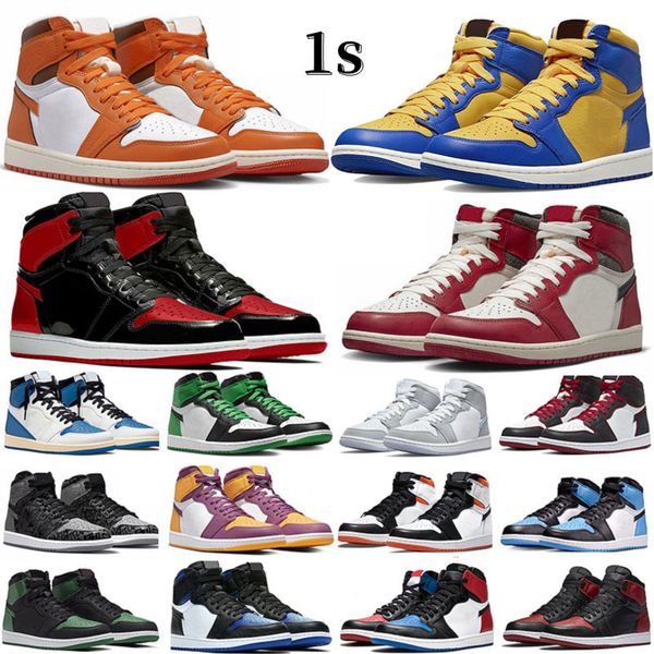 

jumpman 1 1s mens basketball shoes white cement lost found gorge green starfish bred patent dark mocha denim silver toe reverse laney men wo