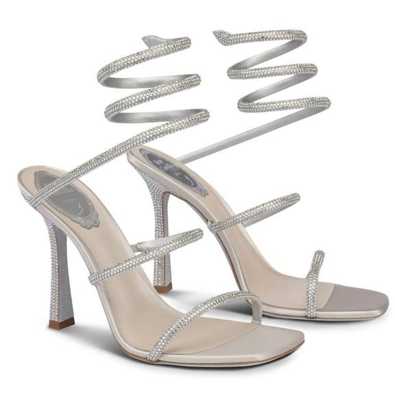 

summer luxury renecaovilla cleo sandals shoes women crystal-embellished high heels famous brand strappy lady party wedding lady pumps eu35-4, Black