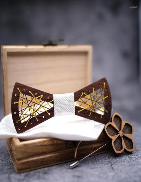 

personality wooden bow tie set for mens handkerchief wood bowtie brooches wedding party cravate homme noeud papillon neck ties9431482, Blue;purple