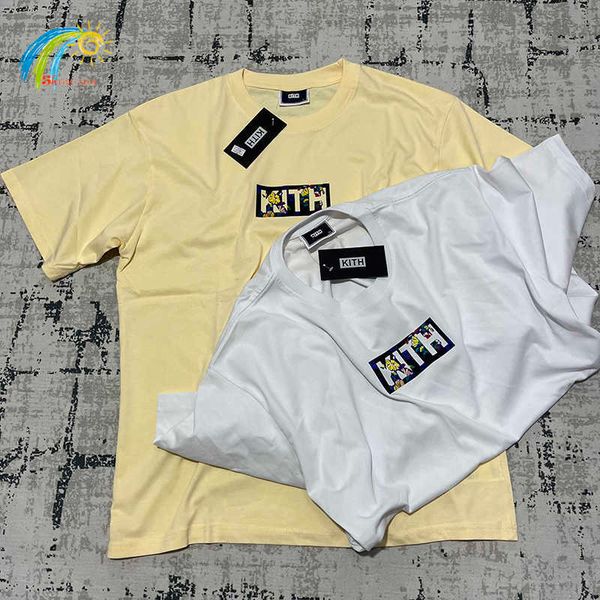 

men's t-shirts begonia floral print kith box t-shirt men women 1 1 tags casual black apricot white kith tee short sleeve g230422, White;black