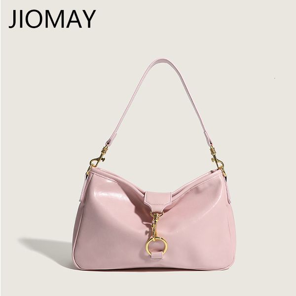 

evening bags jiomay pu womens leather shoulder bag fashion communication style designer handbag womens solid hook buckle bucket bag 230509