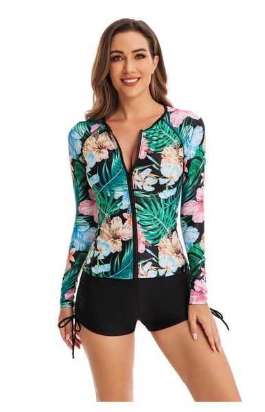 

women's swimwear ladies zipper swimsuit long sleeve sun protection 230509, White;black