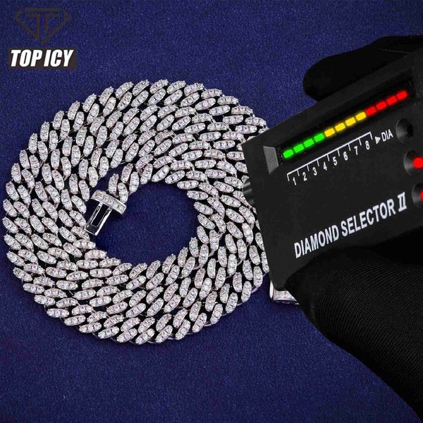 

moissanite jewelry 6mm full diamonds 100% 925 sterling silver cuban bracecet pass diamond tester necklace vvs moissanite jewelry