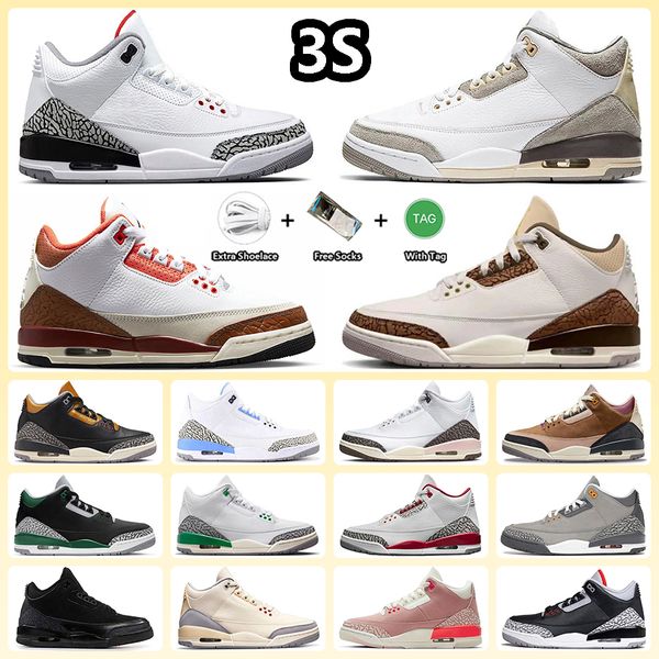 

jumpman 3 white cement basketball shoes lucky green archaeo brown a ma maniere unc black gold pine green muslin red cement rust pink 3s snea
