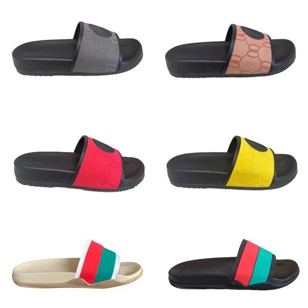 

2023 platform designer rubber slippers sandal floral brocade fashion mens gear bottoms flip flops slipper striped womens sandals designers l, Black