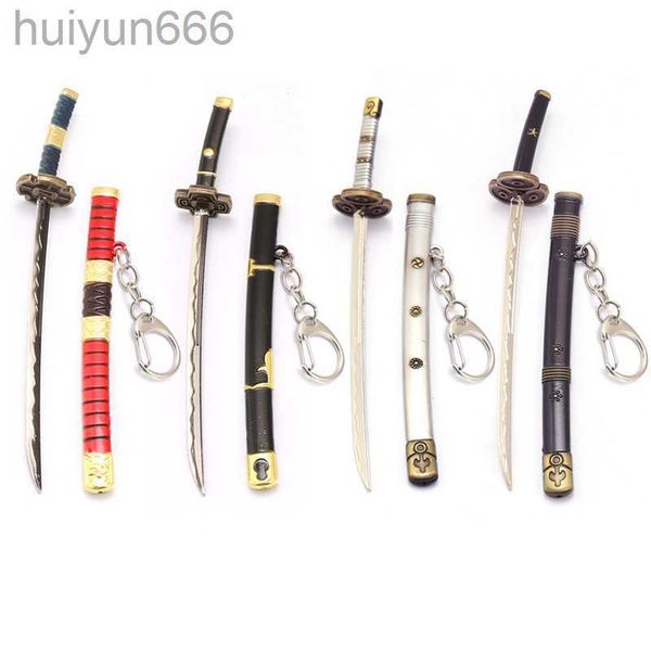 

mini anime keychain men anime one piece toy buckle with toolholder scabbard katana sabre car key chains gift keyrings, Silver