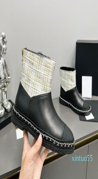 

2022 boots canvas fabric cotton silk boot fashion leather winter ankle booties size 35424599149, Black