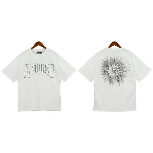 

men's and women's t shirt 2023 fashion designer brand summer spring new high sun print loose casual high street round neck short s, White