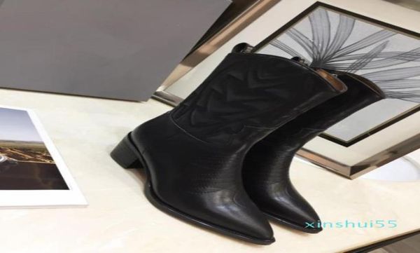 

autumn winter womens boots fashion leisure midcalf martin 10 inches snow winter ankle boot pointed toes shoes size 3541 high qua7901306, Black