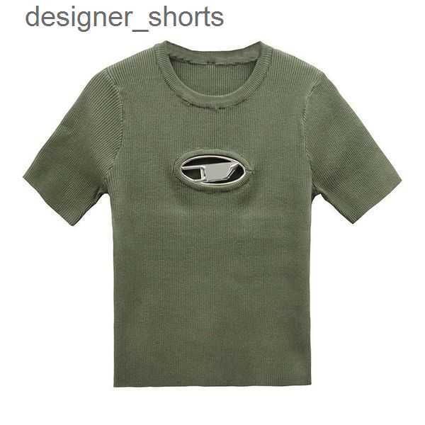 

women's tshirts designer knit diesel tight t-shirt hollow out tee tanks women shirts letter printed short sleeve yoga tees woman summer, White