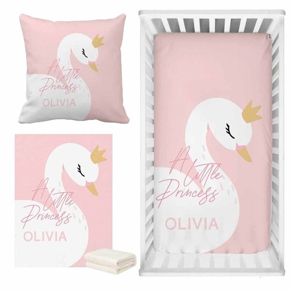 

s lvyziho pink cute swan crib custom name baby girl baby shower gift 230510