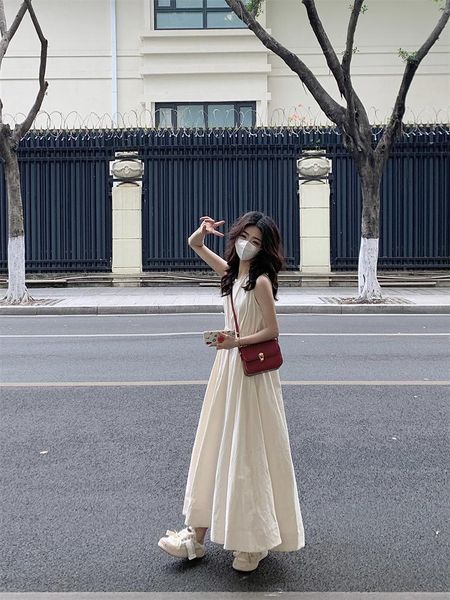 

dresses ggb2895 lazy style sleeveless dress summer 2023 new small size solid color ins swing tank skirt, Black;gray