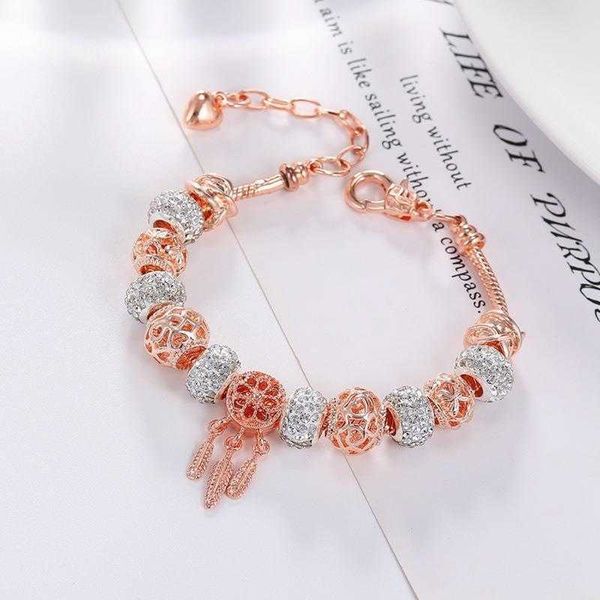 

lobster buckle dreamcatcher panjia strand bracelet womens diy simple beaded rose gold ornament wholesale, Black