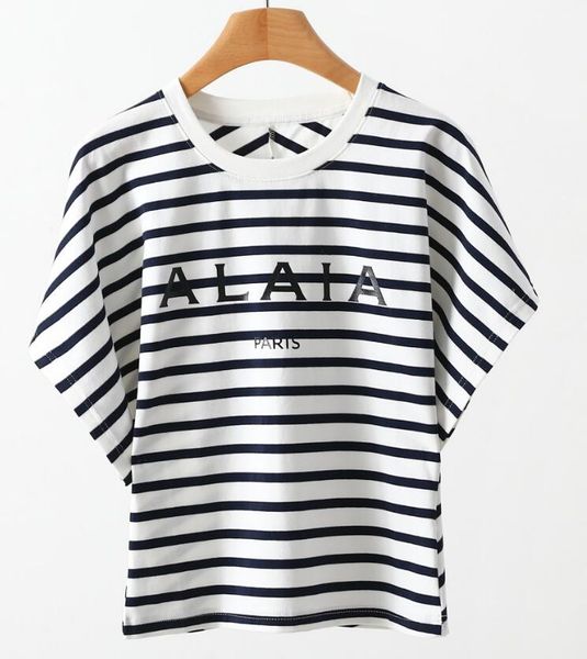 

designer t shirt summer bat short sleeve stripes alaias women tshirt tee, White
