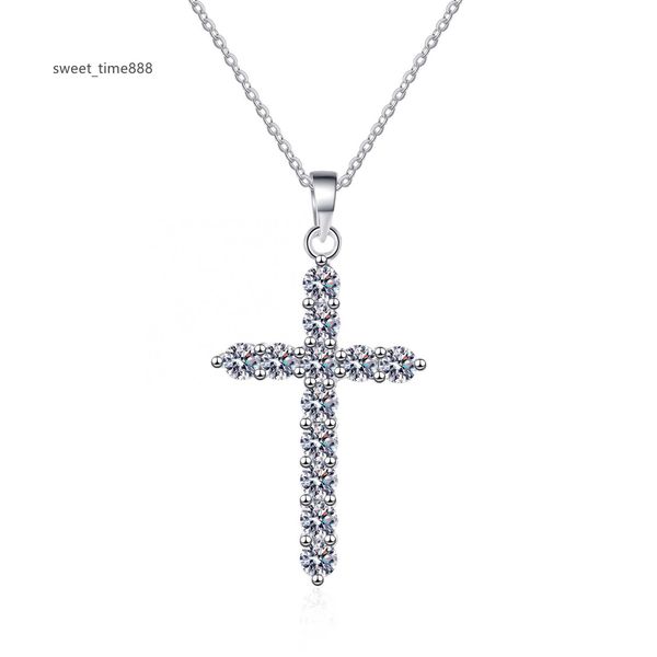 

fashion moissanite jewelry diamond cross necklace s925 sterling silver moissanite hip hop jewelry