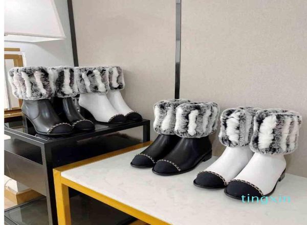 

2022 boots rabbit hair zipper winter snow boots breathable comfortable winter casual shoes5710073, Black