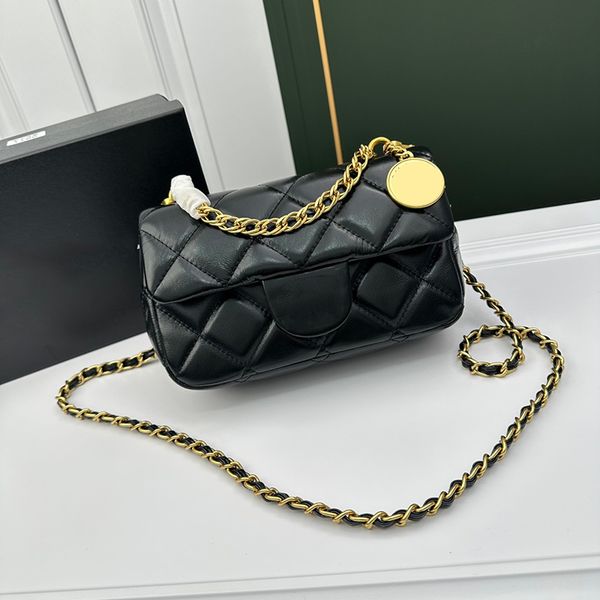 

ladies cross body leisure quilted mini bags classic diamond lattice real leather gold metal hardware matelasse chain shoulder handbags stree