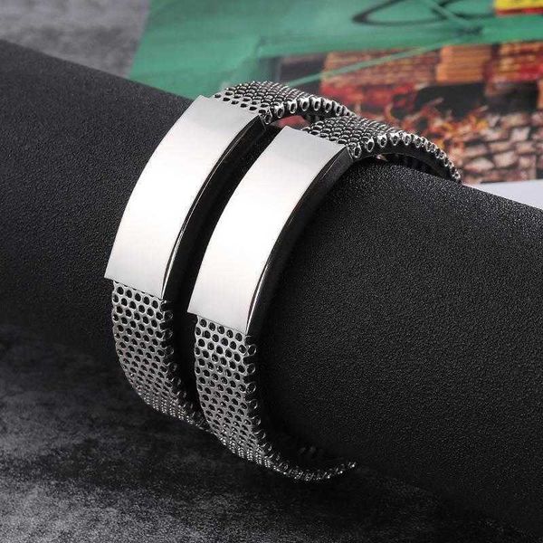 

personality can carve writing fashion titanium steel bracelet silicone colorfast mesh, Golden;silver